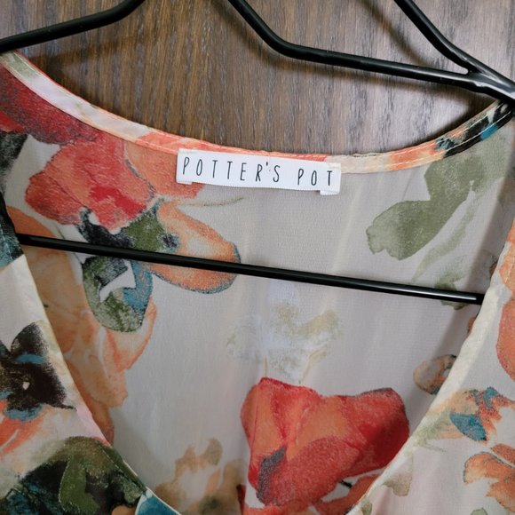 Gorgeous Beautiful Autumn Fall Florals Potters Pot Dress Size Medium - Picture 3 of 12